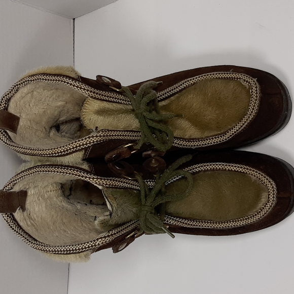 60s 70s Vintage Women's Brown Faux Fur Snow Boots Vintage Size 8 "true to size" - Picture 15 of 15